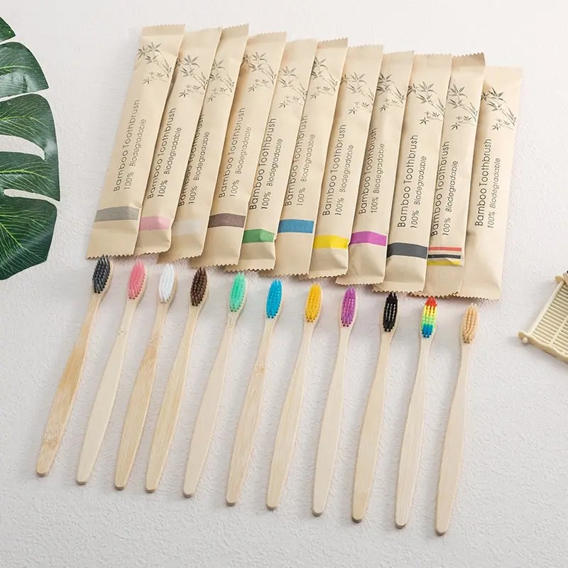 Bamboo Toothbrush Set - Pacote com 10 Escovas de Dente