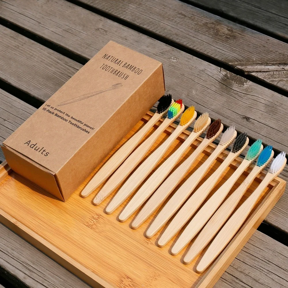 Bamboo Toothbrush Set - Conjunto de 10 Escovas de Dente
