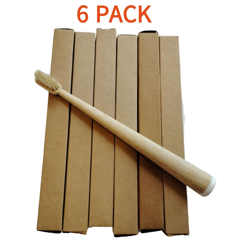 Bamboo Toothbrush Set - Kit com 6 Escovas de Dente