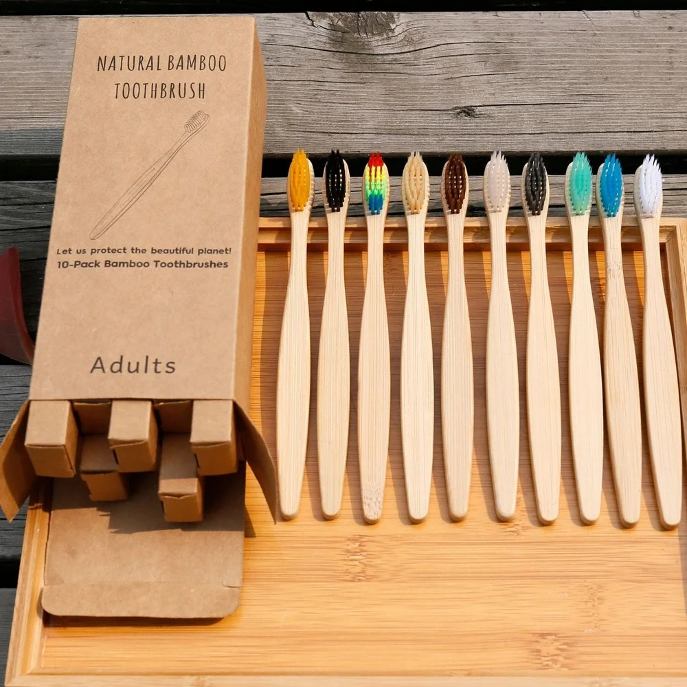 10 pçs escova de dentes colori - Bamboo Toothbrush Set avaliação e preço