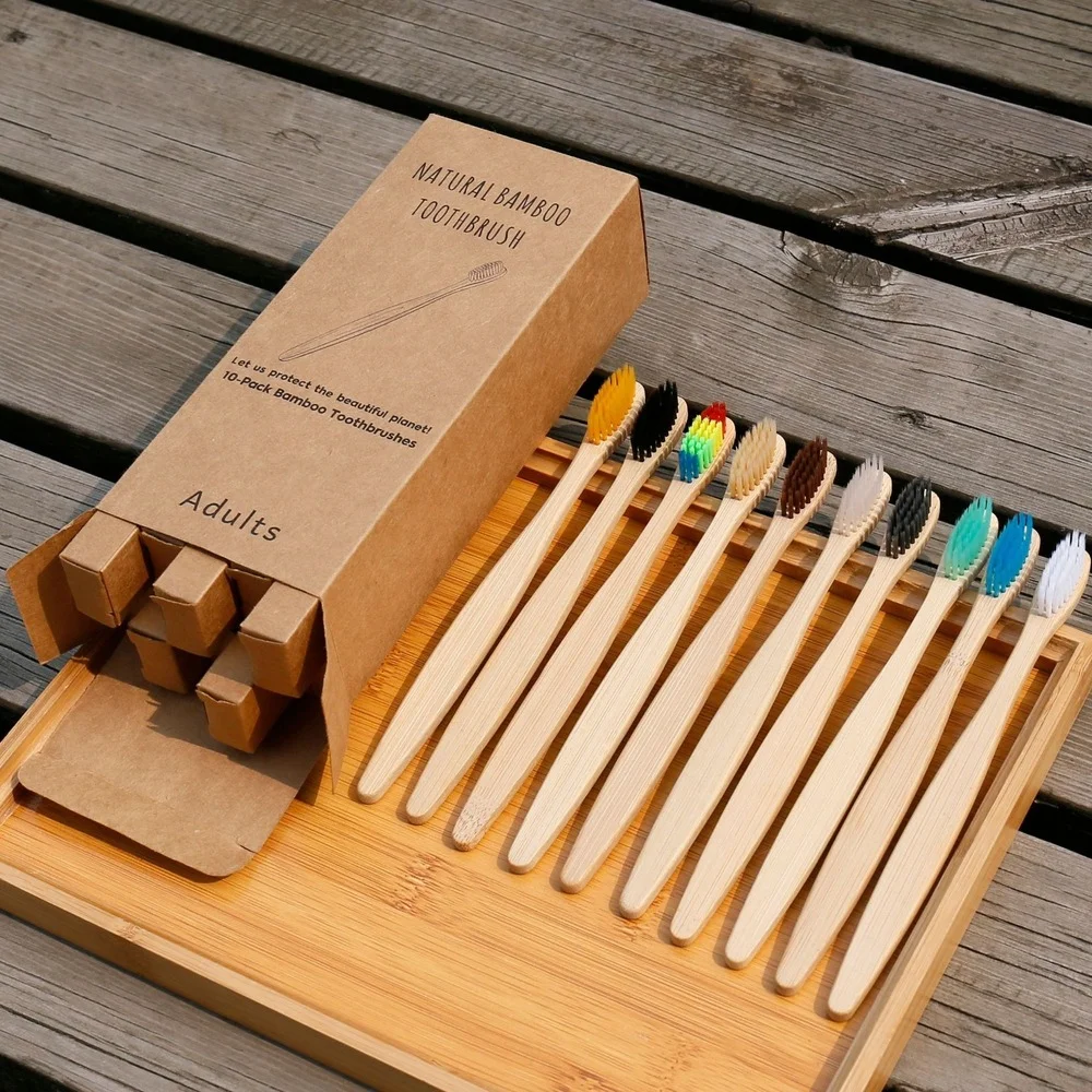10 pçs escova de dentes colori - Bamboo Toothbrush Set avaliação e preço
