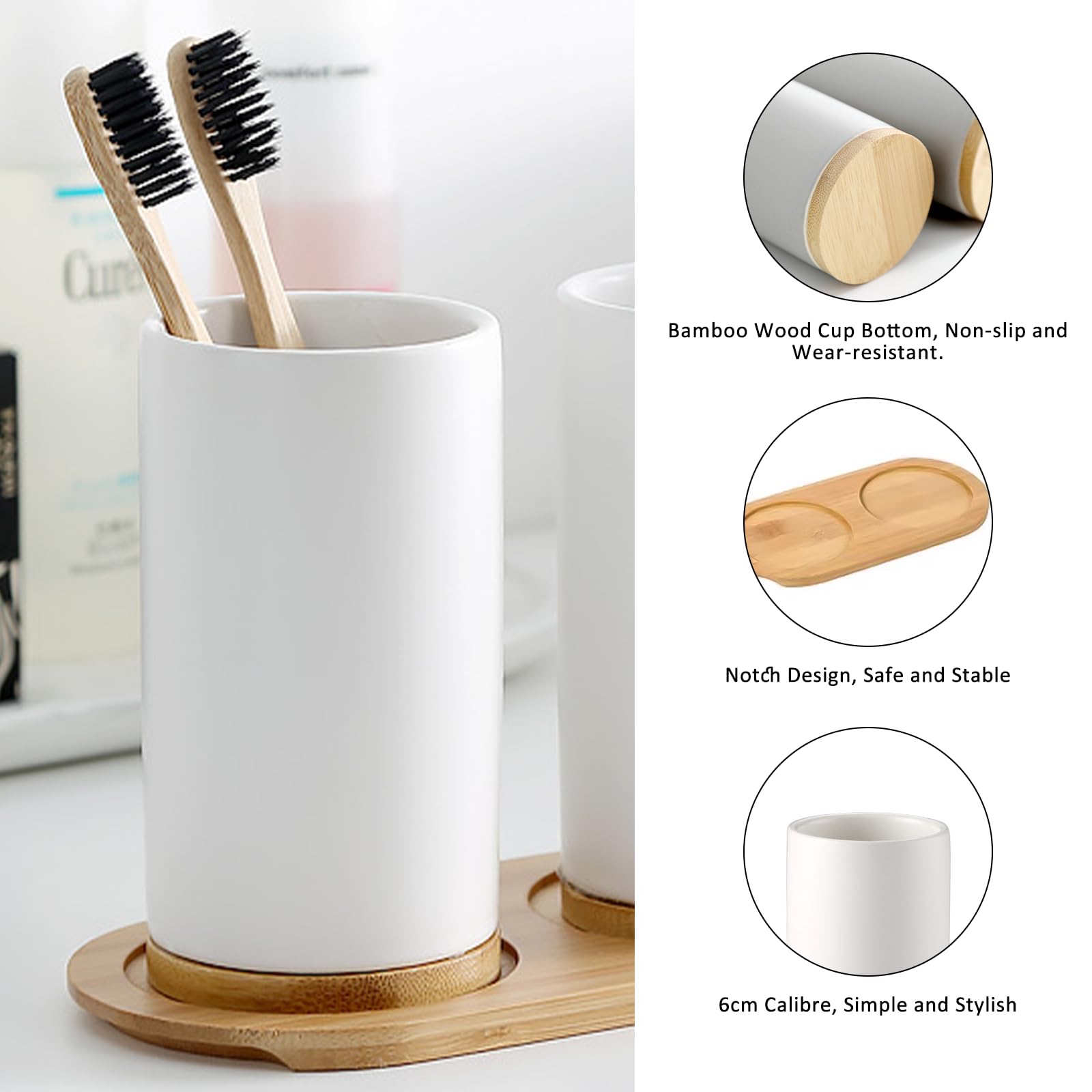 Conjunto de banheiro de cerâmi - Bamboo Toothbrush Set avaliação e preço
